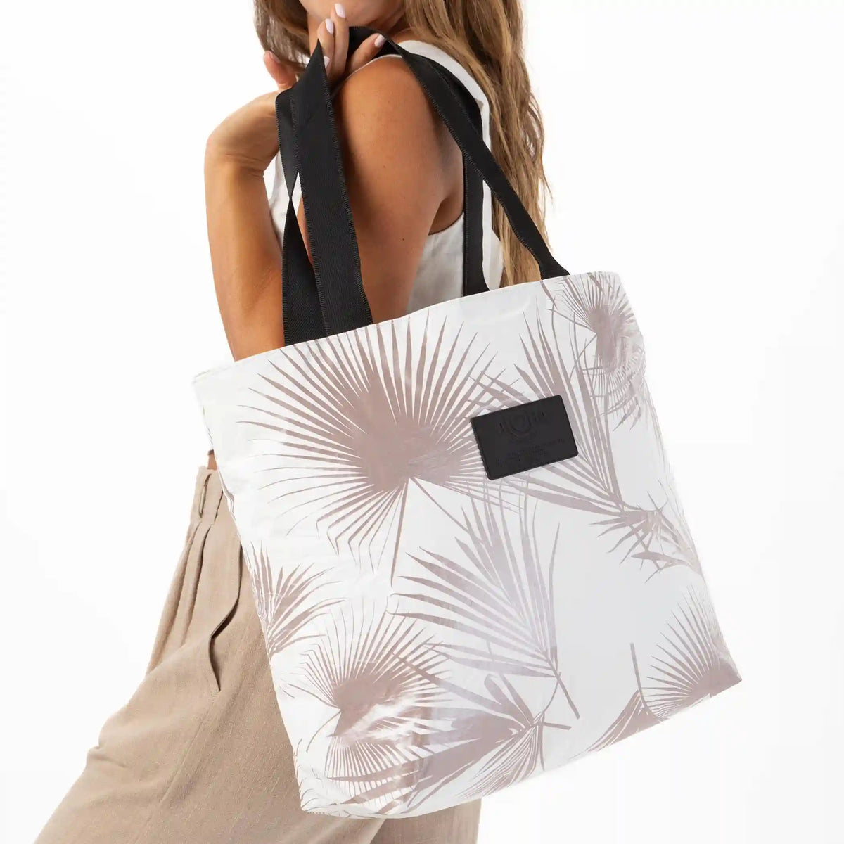 Shop ALOHA Collection Day Tripper Tote Bag | Rose Gold Day Palms