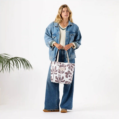 Palaka Fleur Reversible Tote in Neptune