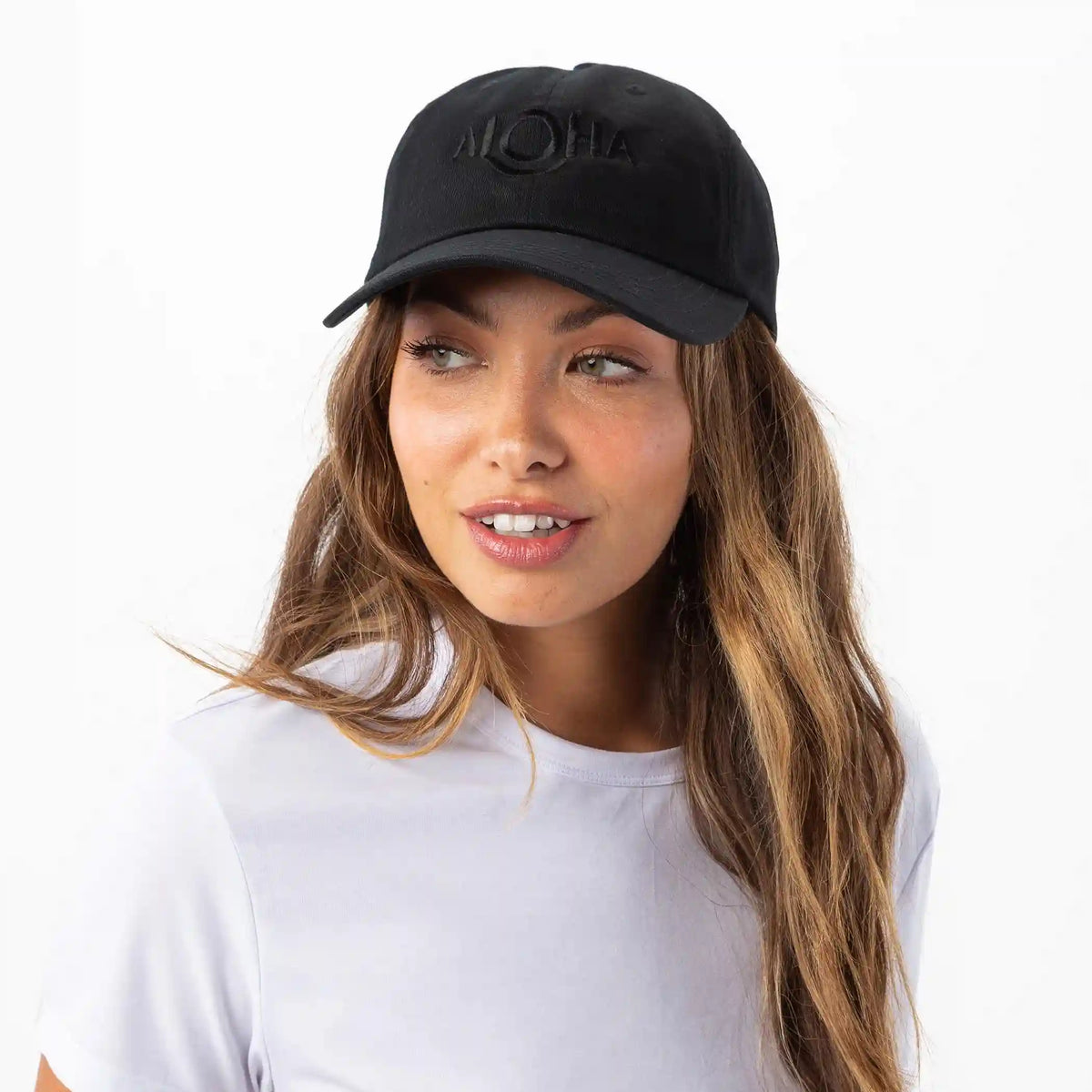 ALOHA Logo Dad Hat in Black