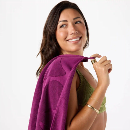 Applique Beach Towel in Plum